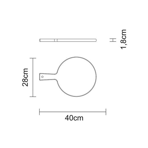 Tabla Para Pizza Con Mango Ø28 X 1,8 Cm