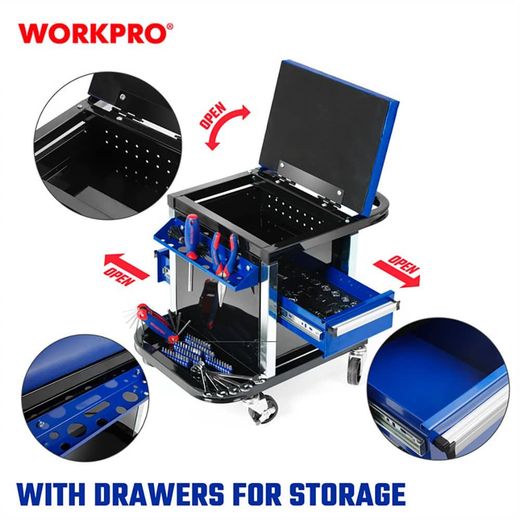Taburete Con Cajones Y Ruedas (Herramienta No Incluida), 46 X 36 X 52 Cm