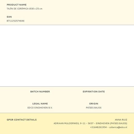 Tajine De Cerámica Ø30 X 25 Cm