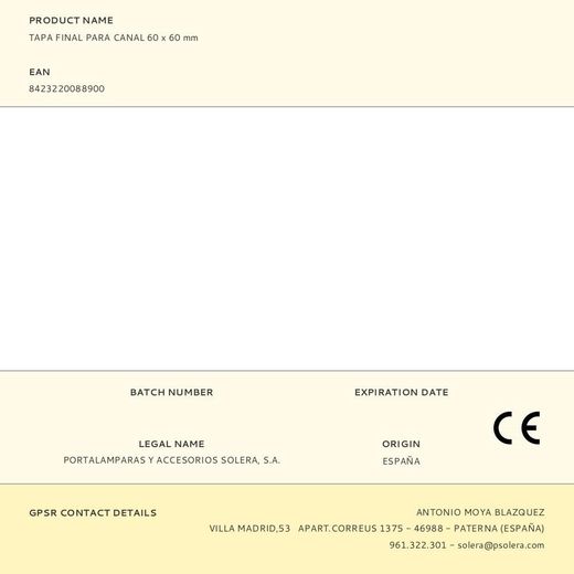 Tapa Final Para Canal 60 X 60 Mm