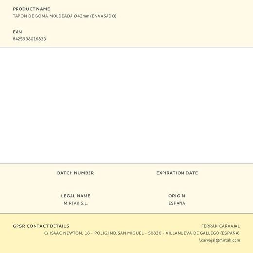 Tapon De Goma Moldeada Ø42Mm (Envasado)