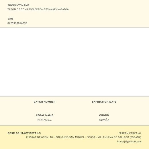 Tapon De Goma Moldeada Ø55Mm (Envasado)
