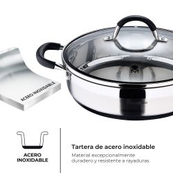 Tartera Acero Inoxidable Con Tapa Foodies Ø28 X 7,5 Cm