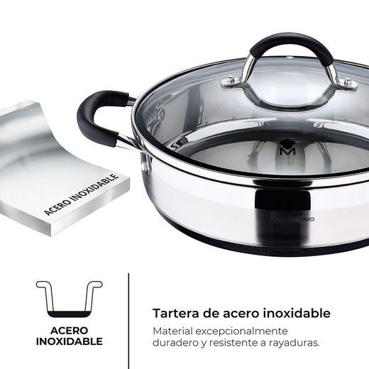 Tartera Acero Inoxidable Con Tapa Foodies Ø28 X 7,5 Cm