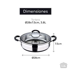 Tartera Acero Inoxidable Con Tapa Foodies Ø28 X 7,5 Cm