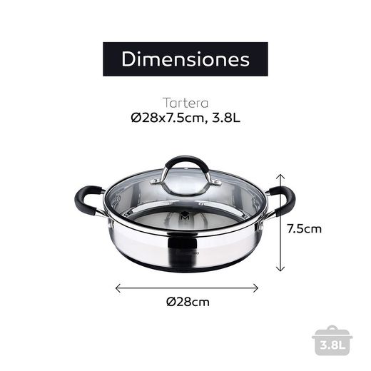 Tartera Acero Inoxidable Con Tapa Foodies Ø28 X 7,5 Cm