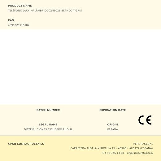 Teléfono Duo Inalámbrico Xl4902S Blanco Y Gris