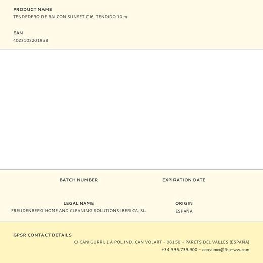 Tendedero De Balcon Sunset Cj6, Tendido 10 M