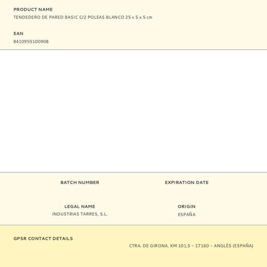 Tendedero De Pared Basic C/2 Poleas Blanco 25 X 5 X 5 Cm