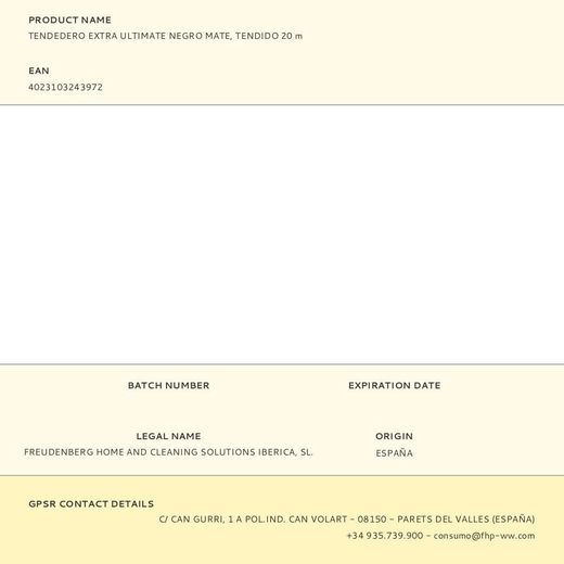 Tendedero Extra Ultimate Negro Mate, Tendido 20 M