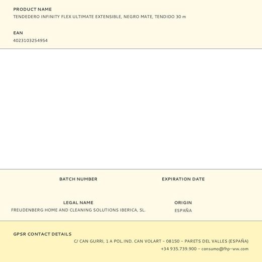 Tendedero Infinity Flex Ultimate Extensible, Negro Mate, Tendido 30 M