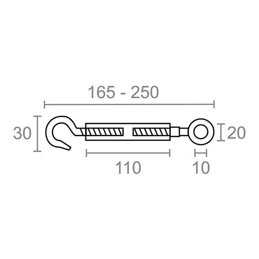 Tensor Gancho-Anilla Din-1480 Tns01, Acero Galvanizado, M8