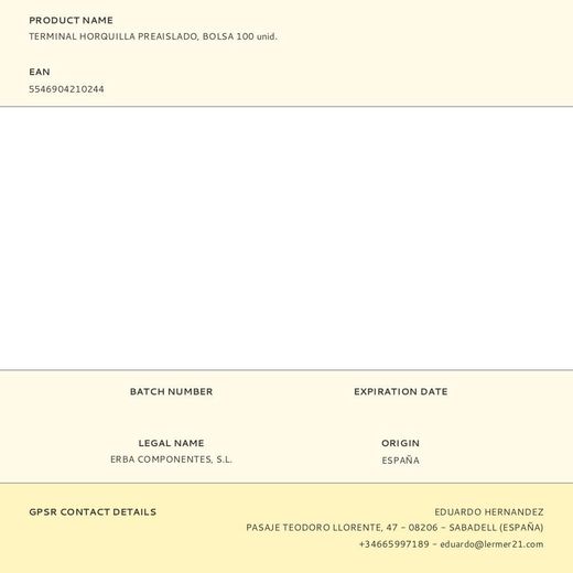 Terminal Horquilla Preaislado, Bolsa 100 Uds