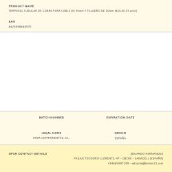 Terminal Tubular De Cobre Para Cable De 35 Mm Y Taladro De 10 Mm, Bolsa 25 Uds