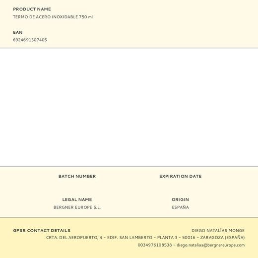 Termo De Acero Inoxidable 750 Ml