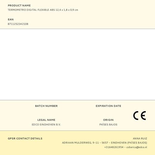 Termometro Digital Flexible Abs 1,8 X 0,9 X 12,4 Cm