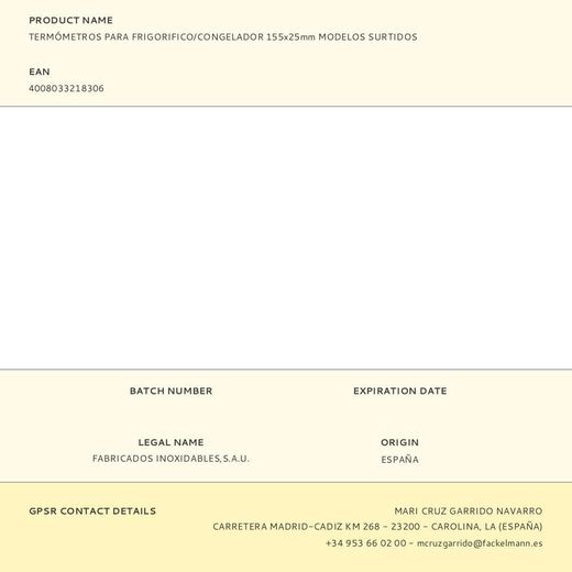 Termómetros Para Frigorífico/Congelador Modelos Surtidos 155 X 25 Mm