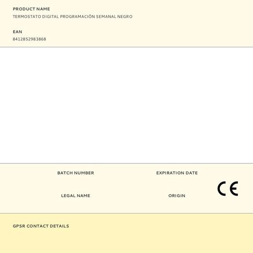 Termostato Digital Con Programación Semanal, Negro