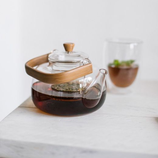 Tetera, Vidrio, Asa Bambú, 1L