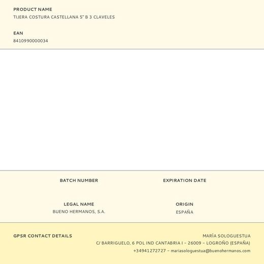 Tijera Costura Castellana 5" B 3 Claveles