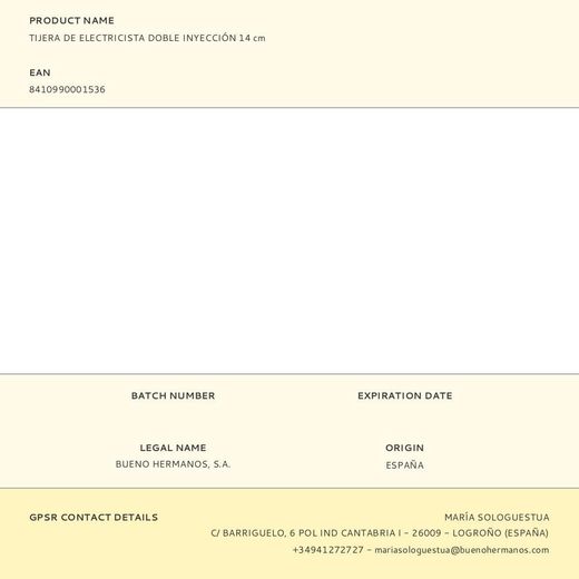 Tijera De Electricista Doble Inyección 14 Cm