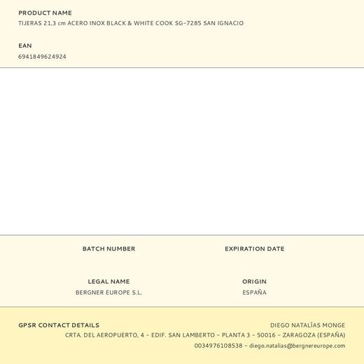 Tijeras De Cocina Black & White Acero Inoxidable 21,3 Cm