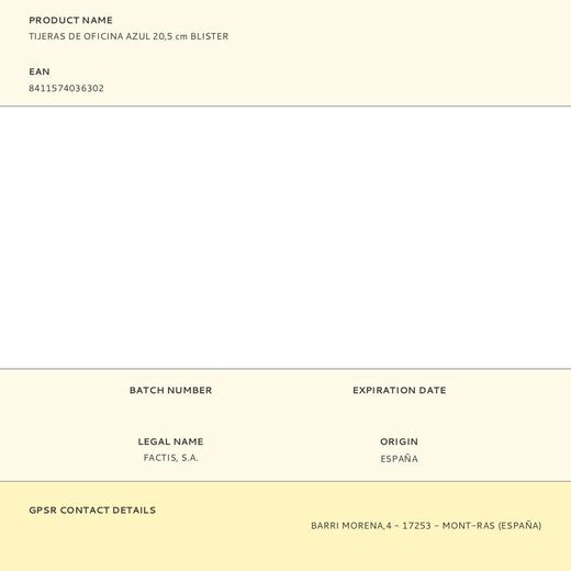 Tijeras De Oficina Azul 20,5 Cm Blister