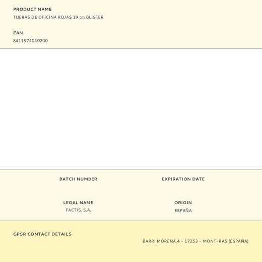 Tijeras De Oficina Rojas 19 Cm Blister