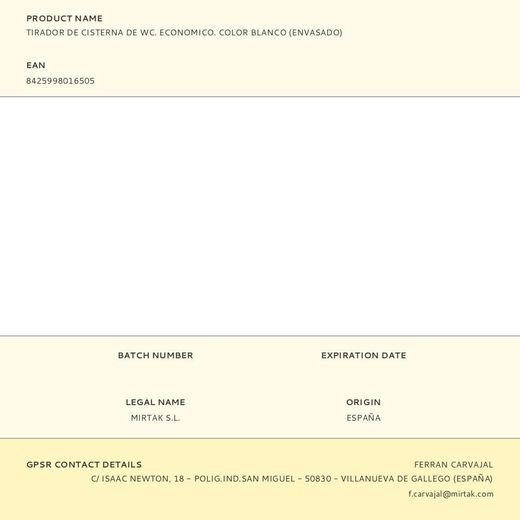 Tirador De Cisterna De Wc. Economico. Color Blanco (Envasado)