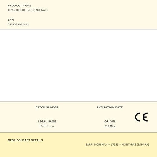 Tizas De Colores Maxi, 6 Uds