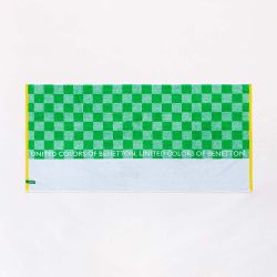 Toalla De Playa 450 G / M² Cuadros Verdes 70 X 140 Cm