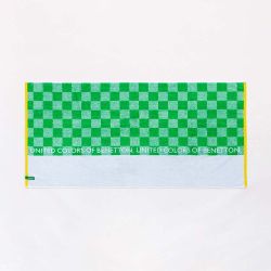 Toalla De Playa 450 G / M² Cuadros Verdes 70 X 140 Cm