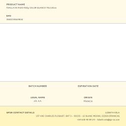 Toalla De Rizo 450 G / M² Color Blanco 70 X 130 Cm