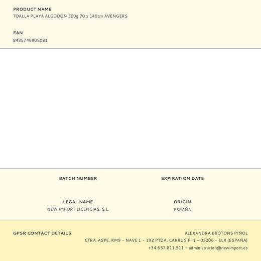 Toalla De Playa 300 G / M²  Algodón  70 X 140 Cm Avengers