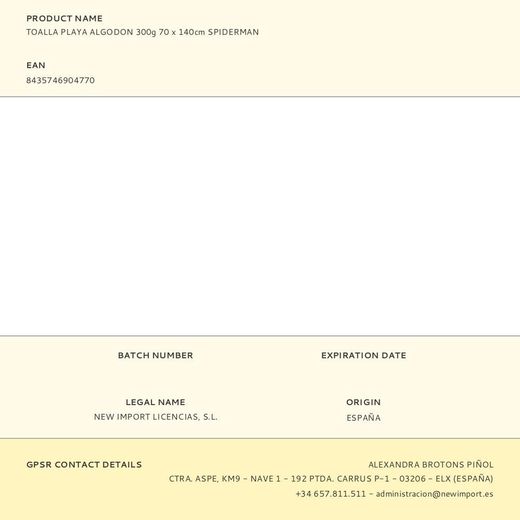Toalla De Playa 300 G / M²  Algodón  70 X 140 Cm Spiderman