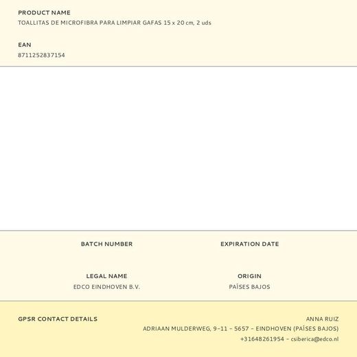 Toallitas De Microfibra Para Limpiar Gafas 15 X 20 Cm, 2 Uds