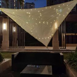 Toldo De Ocultación Con Led Solar Color Beige Para Exterior 3 X 3 X 3 M