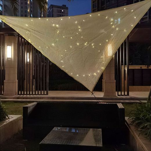 Toldo De Ocultación Con Led Solar Color Beige Para Exterior 3 X 3 X 3 M