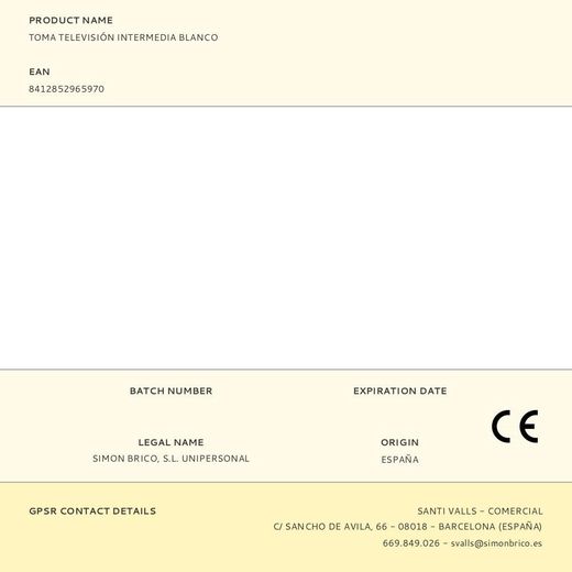 Toma Televisión Intermedia Blanco