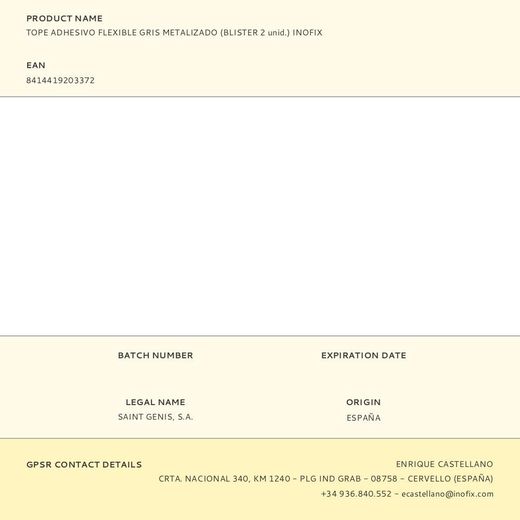 Tope Adhesivo Flexible Gris Metalizado (Blister 2 Unid.) Inofix