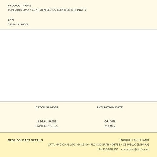 Tope Adhesivo Y Con Tornillo Sapelly (Blister) Inofix