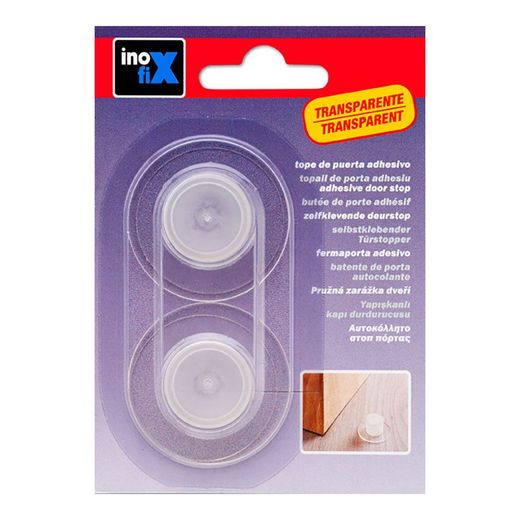 Tope De Puerta Adhesivo Cilindro Transparente (Blister 2 Unid.) Inofix