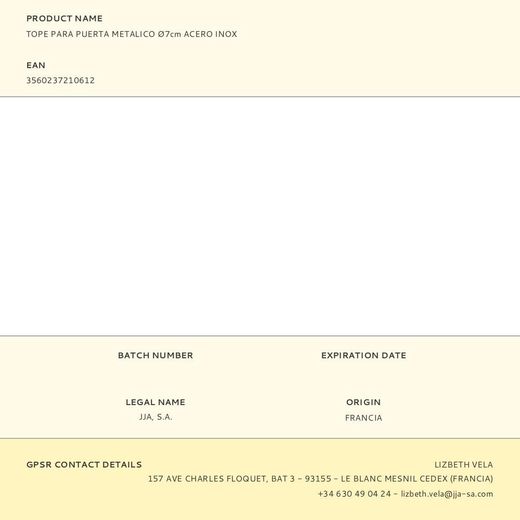 Tope Para Puerta Metalico Ø7Cm Acero Inox