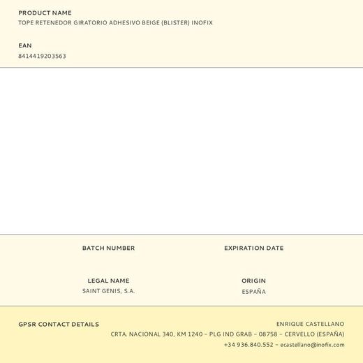 Tope Retenedor Giratorio Adhesivo Beige (Blister) Inofix