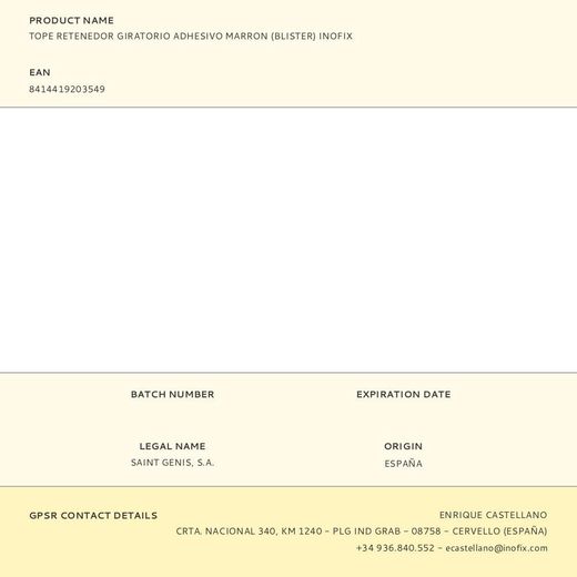 Tope Retenedor Giratorio Adhesivo Marron (Blister) Inofix