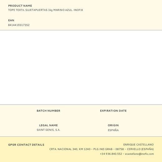 Tope Textil Sujetapuertas 1Kg Marino Azul. Inofix