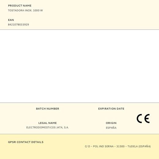 Tostadora Inox. 1000 W