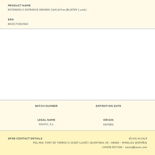 Trampa Para Ratones 2 Entradas, 15 X 9,3 X 7 Cm, Blister