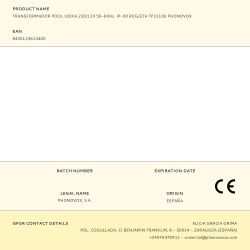 Transformador Pool 100Va 230/12V 50-60Hz. Ip-00 Regleta Tp31100