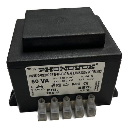 Transformador Pool 50Va 230/12V 50-60Hz. Ip-00 Regleta Tp31050
